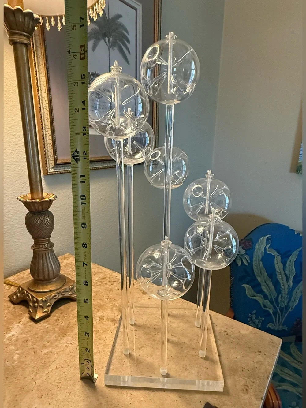 Belag MCM Space Age 7-Globe Hand Blown Glass Oil Lamp Lucite Base Vintage